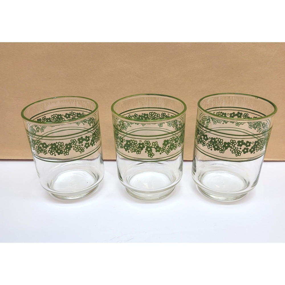 Corelle Corning Libbey Spring Blossom Green Juice Glass Set of 3 6oz